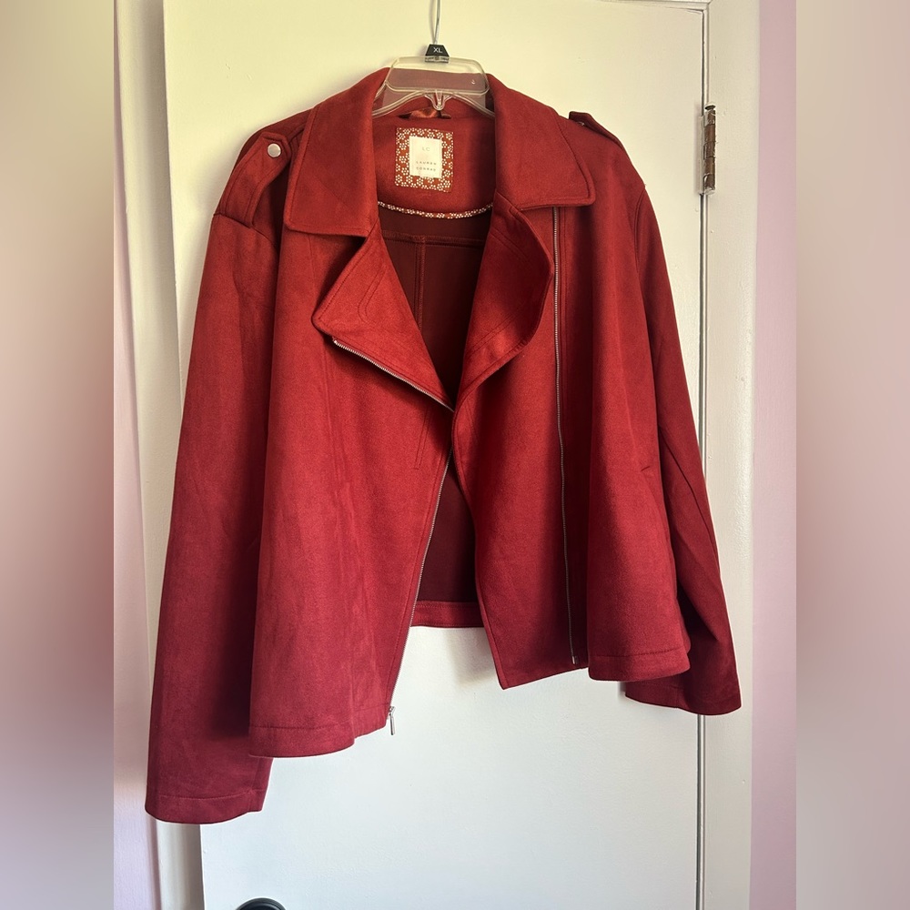 LC Lauren Conrad Suede Moro Jacket. Size 3x Plus. Red.
